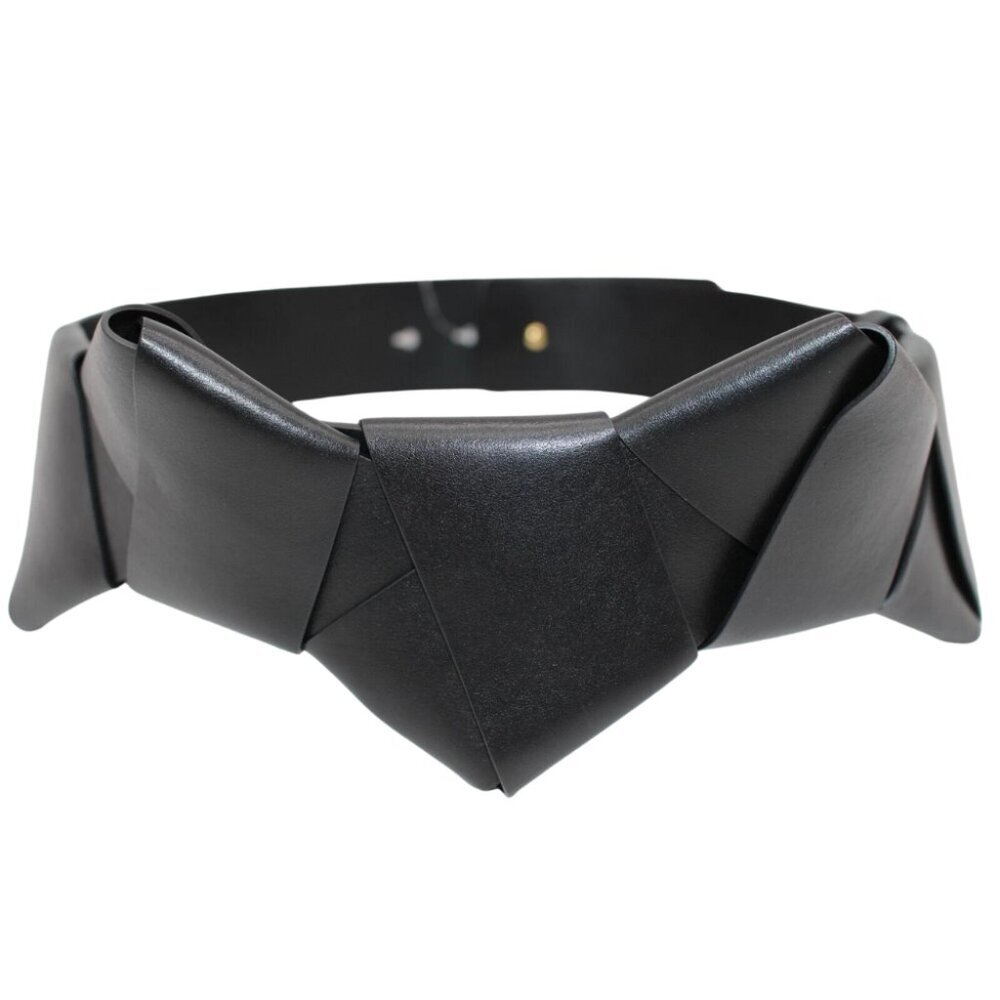 $750 Salvatore Ferragamo BLACK BRAIDED CALF Leather Belt Size 80,85,90